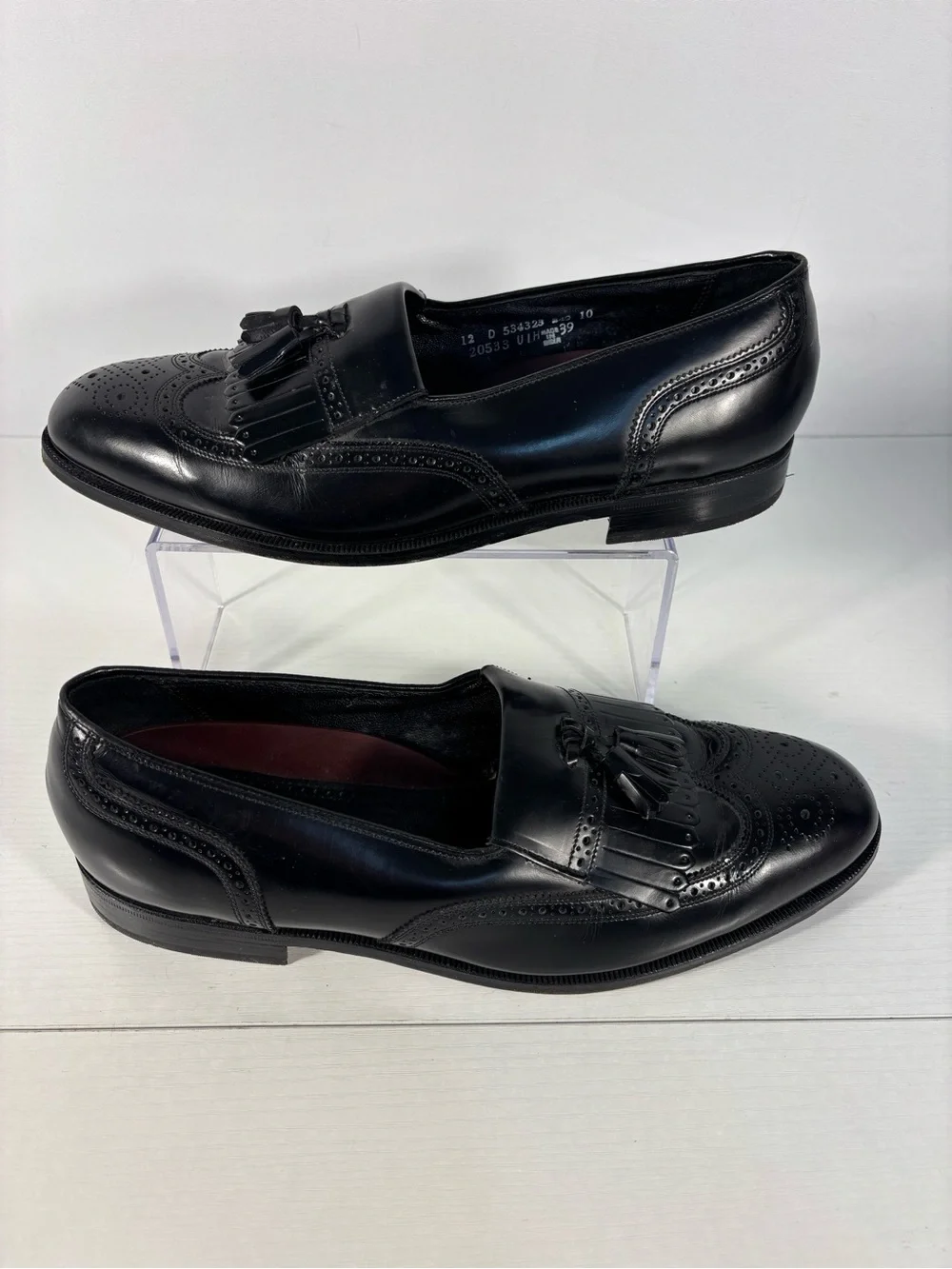 Florsheim Imperial Black Leather Tassel Kiltie Loafers Wingtip Brogue Men’s 12 D